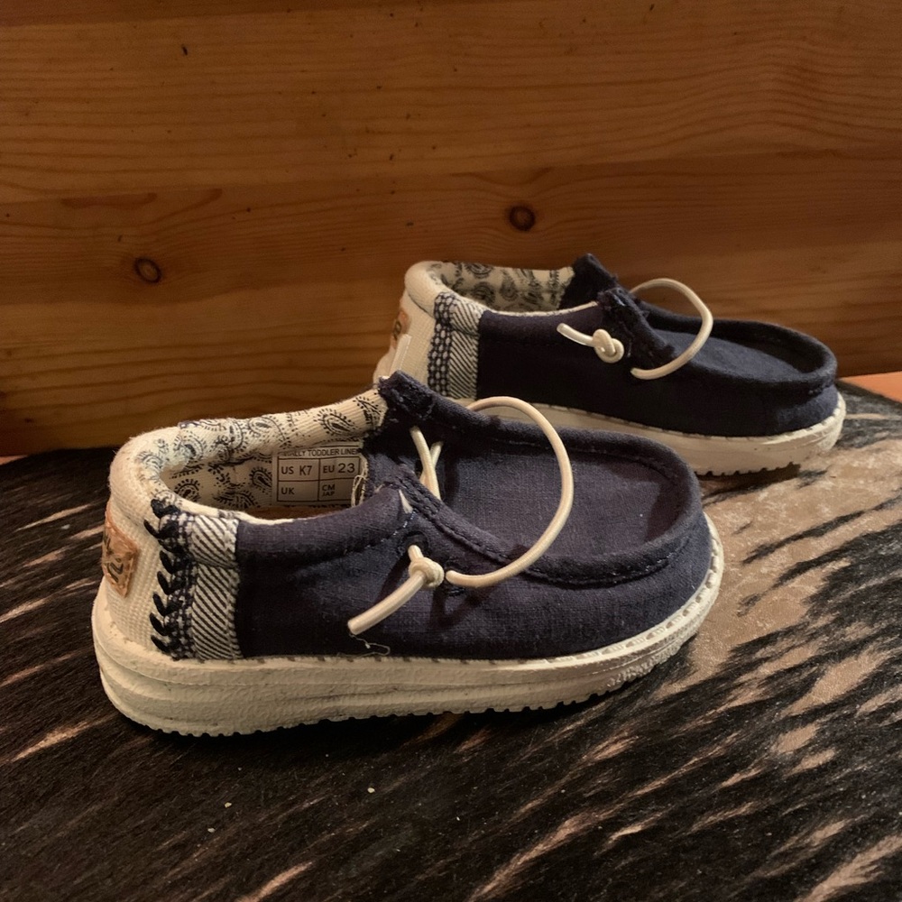 Hey Dude Blue and White Moccasins with Cozy Lining